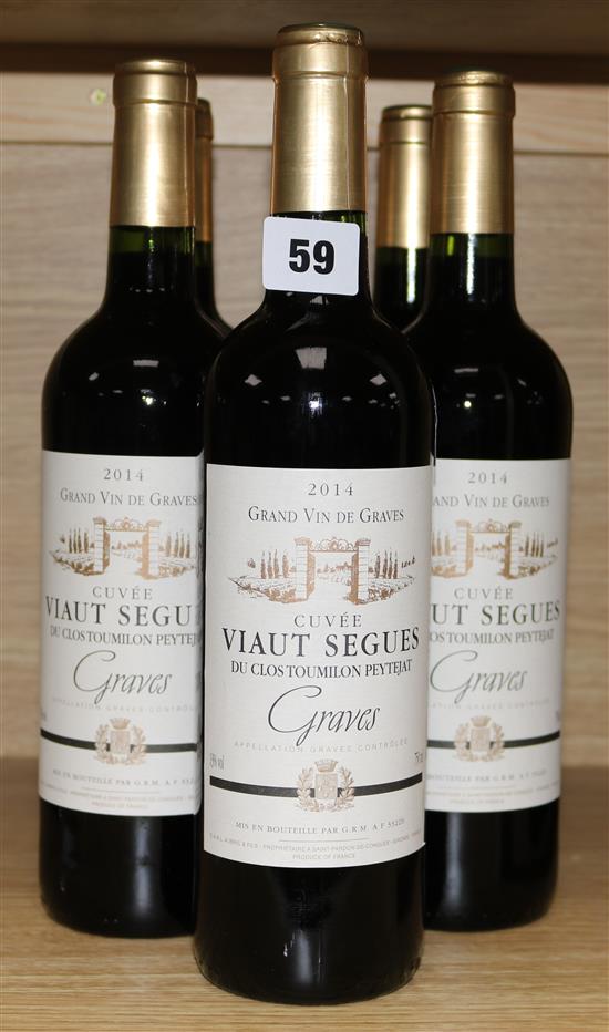 Five bottles of Chateau Graves Red